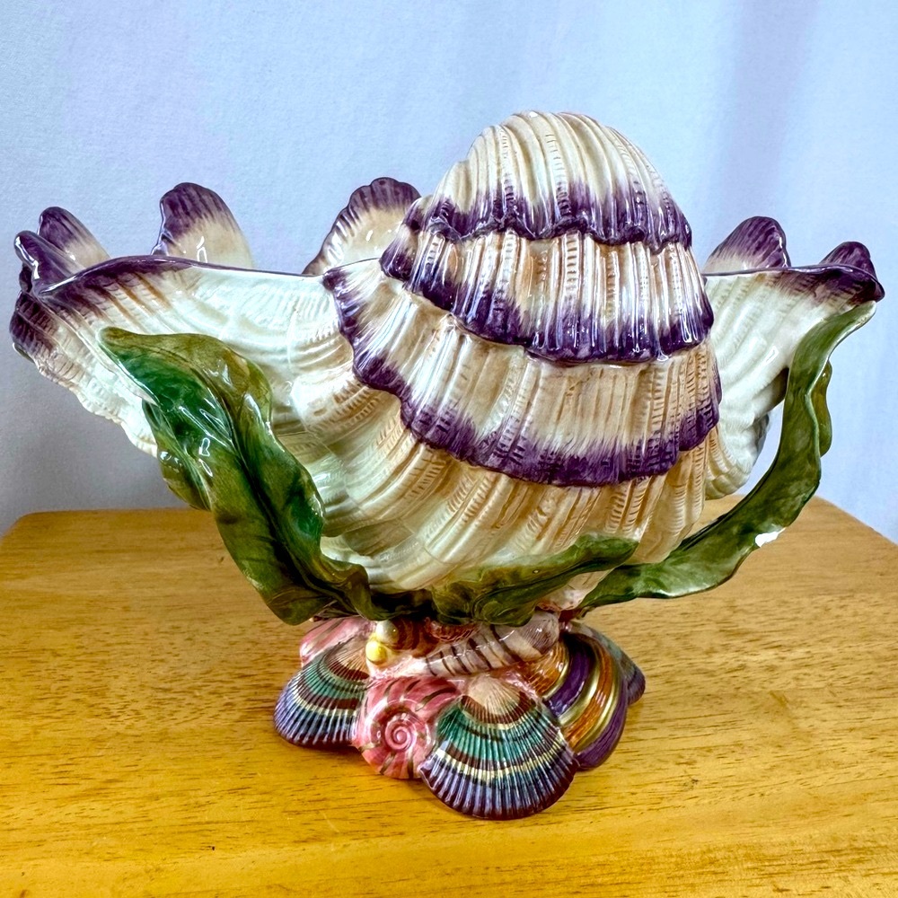 Fitz and Floyd Purple and Green Oceana Centerpiece